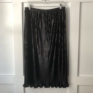 NY Collection Faux Leather Pleated Midi Skirt